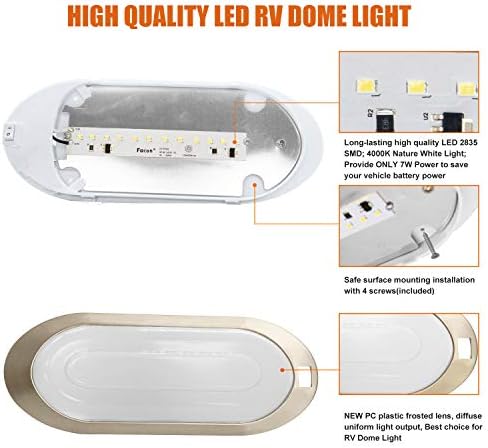 Facon 12V LED Bright RV Pancake Light Surface Mount - 2 Pack, DDS01-008, 12Volt Interior Light with Switch, for RV Motorhomes Camper Caravan Trailer Boat, 3400K