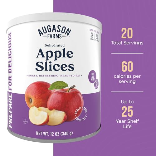 Augason Farms Dehydrated Apple Slices Can | Emergency Food Supply, 20 Servings, 25 Year Shelf Life, Great for Cooking, Baking, and Snacks, Dehydrated Meals