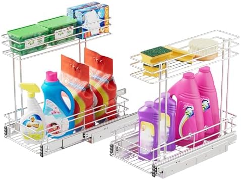 Under Sink Organizer 9" W X19 D, Pull Out Cabinet Organizer 2 Tier