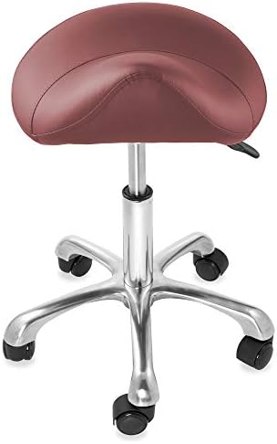Saloniture Professional Ergonomic Saddle Stool, Black - Adjustable Hydraulic Seat, Rolling Spa Salon, Massage