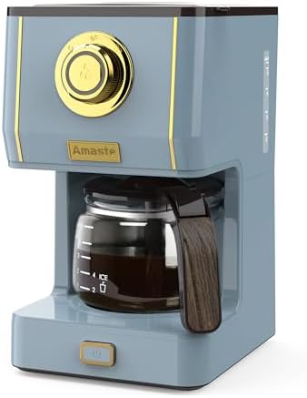 Amaste Drip Coffee Maker, Coffee Machine with 25 Oz Glass Coffee Pot, Retro Style Coffee Maker with Reusable Filter & Three Brewing Modes
