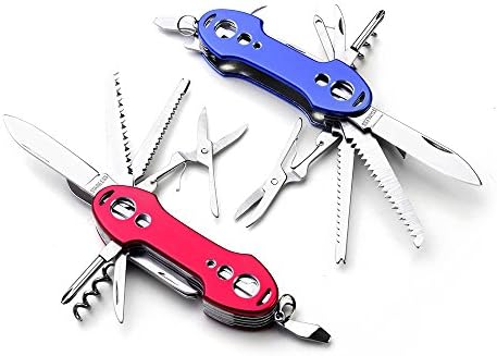 2 PCS Pack Stainless Steel Swiss Style Army Pocket Knife Multitools 12-in-1 Multi Function with Opener Screwdrivers Saw Scissors