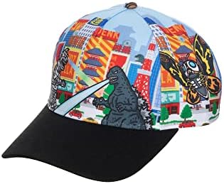 Bioworld Godzilla Cityscape Monsters Cartoon All Over Print Snapback Hat for Men