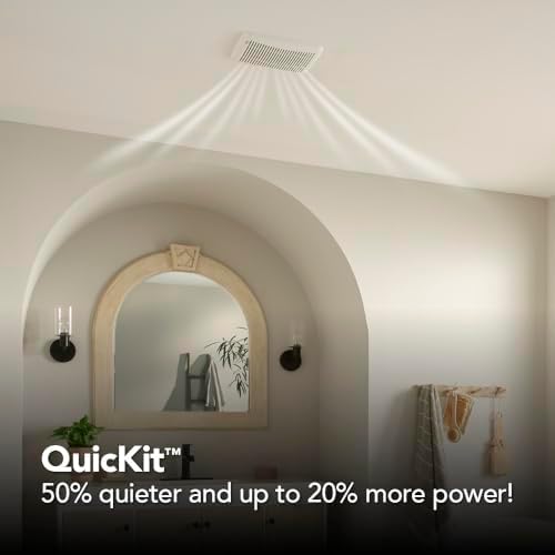 Broan-NuTone BKR60 QuickKit Ultra-Quiet Bath Fan Replacement Motor and Cover/Grille, 60 CFM, 20% more power, White