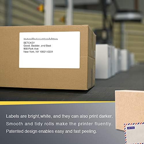 BETCKEY - 4" x 6.5" (102 mm x 165 mm) Large Shipping Labels & Multipurpose Compatible with Zebra & Rollo Label Printer,Premium Adhesive & Perforated [10 Rolls, 2500 Labels]