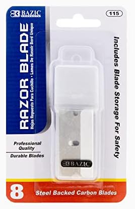 BAZIC Products Razor Replacement Blades in Tube, 8 Ct | drop into compatible utility knives and cutters