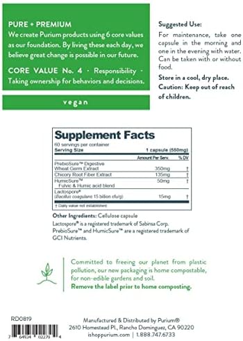 Purium Biome Medic - 60 Vegan Capsules - Gut Health Support Supplement, Removes GMO Toxins, Supports Good Bacteria, Repairs Microbiome - Vegetarian