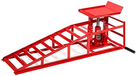 Stark 2 Pieces Auto Ramp Low Profile Car Lift Service Ramps Truck Trailer Garage Automotive Hydraulic Lift Repair Frame (Red)