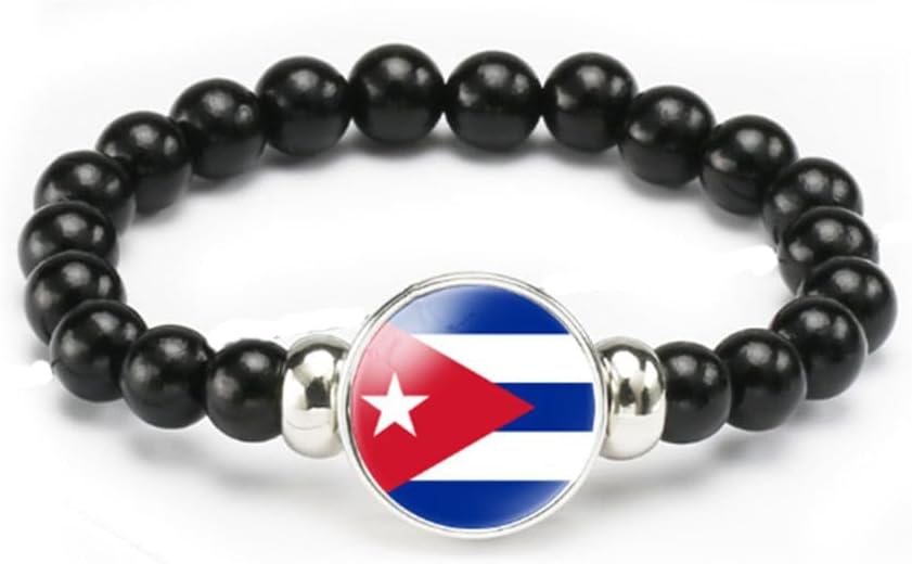 vmcoatdu National Flag Bracelet Elastic Rope Beaded Bracelet Support Your Country Travel Souvenir Gifts for Men Women