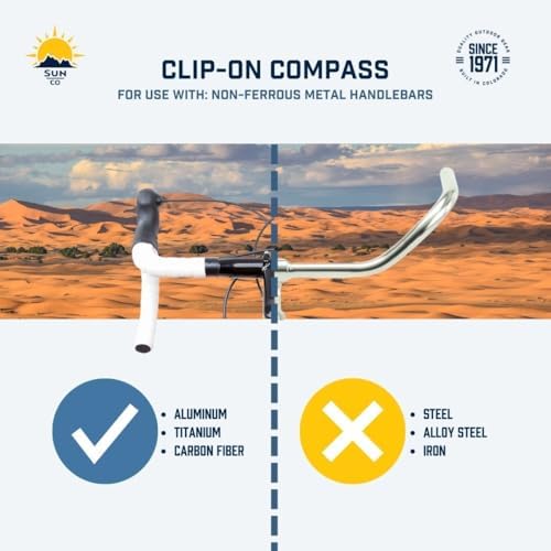 Sun Company Clip-On Compass for Bikes | Handlebar Compass for Bicycle, Motorcycle, ATV, or Snowmobile