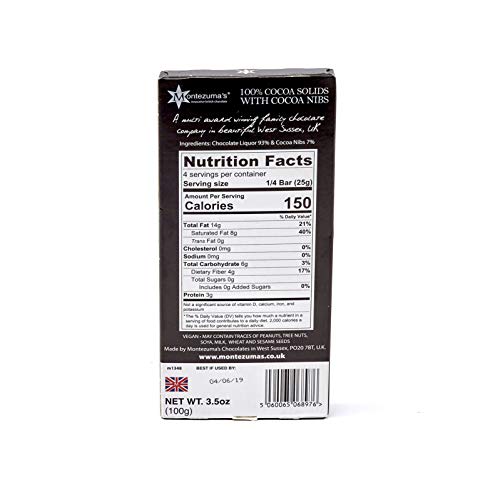 Montezuma Dark Chocolate Absolute Black Cocoa 90G (Pack of 6)