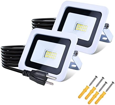 MIWAT 20W 2Pack LED Flood Light, White LED Work Light with Plug