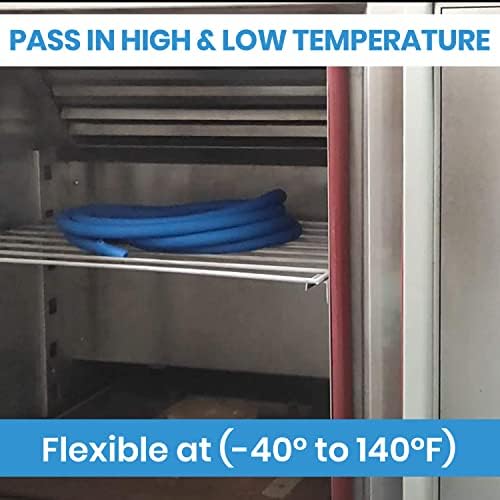 YOTOO Air Hose 3/8 in x 50 ft, Heavy Duty Hybrid Air Compressor Hose, Flexible, Lightweight, Kink Resistant with 1/4" Industrial Quick Coupler Fittings, Bend Restrictors, Blue