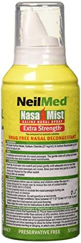 NeilMed NasaMist Hypertonic Extra Strength Saline Spray,Green 4.5 fl oz (Pack of 1)