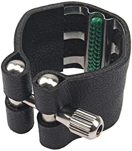 2Pcs Yootones Black Artificial Leather Saxophone Mouthpiece Sax Ligature Fastener Compatible with Saxophone Rubber Mouthpiece (Tenor saxophone)