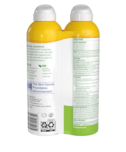 Alba Botanica Sensitive Sunscreen Spray for Face and Body, Fragrance-Free, Broad Spectrum SPF 50, Water Resistant, 5 fl. oz. Bottle