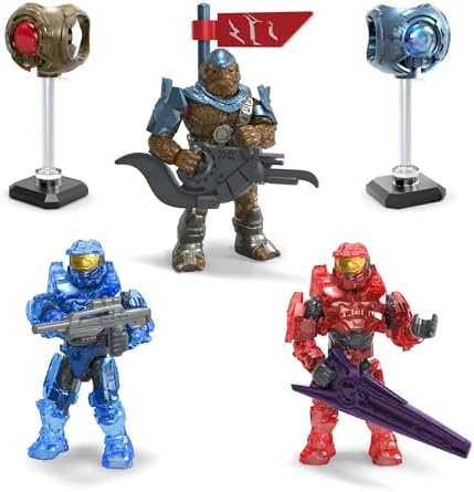 MEGA HALO Action Figures Building Toys Set, Character Pack with 339 Pieces, Poseable Articulation, 2 Inches Tall, Kids or Adult Collectible