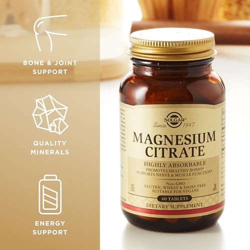 Solgar Magnesium Citrate, 120 Tablets - Promotes Calm, Non-GMO, Gluten Free | Supports Muscle Function and Relaxation, Gluten Free - 120 Tablet Serving