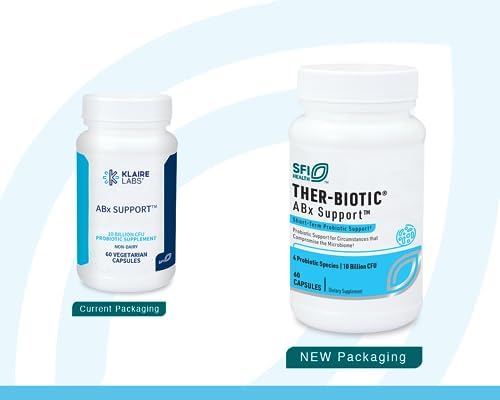 Klaire Labs SFI Health ABX Support Probiotic - 10 Billion CFU Supplement for Support During Antibiotic Therapy, Hypoallergenic & Non-Dairy (28 Capsules) | 10 Billion CFU Supplement for Support During Antibiotic Therapy, Hypoallergenic & Non-Dairy