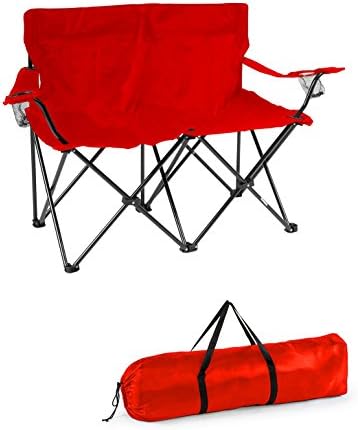 Trademark Innovations Loveseat Style Double Camp Chair, 40" L x 22" W x 31.5" H, Polyester, Army Green