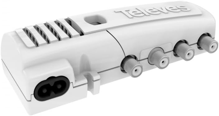 Televes 552380 Indoor Distribution Amplifier – 5 Outputs, Adjustable Gain Control, Full Band VHF/UHF, Built-in LTE Filtering, Low Power Consumption