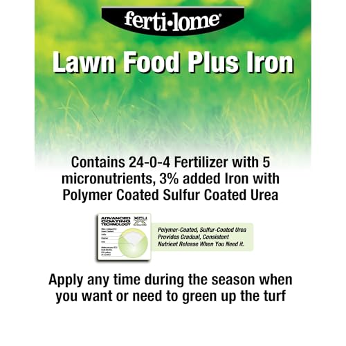 Fertilome (10760) Lawn Food Plus Iron 24-0-4, 40 lbs | 24-0-4 dual nitrogen + chelated iron - Fast green-up & long-term growth for all lawn types - Homeowners