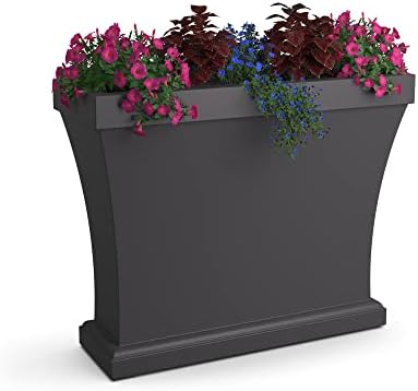 Mayne Bordeaux 40in Rectangular Trough Planter, Black | All season, Indoor/Outdoor, Double-wall design, Fade resistant, 15-year warranty