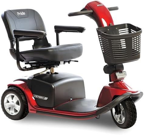 Pride Mobility Victory 10 3-Wheel Scooter - Comfort Mobility for Adults, U-1 Battery, 400 Lbs Weight Capacity, Viper Blue, 18"x17" Fordable Seat - SC610