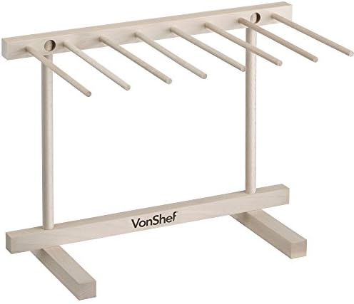 VonShef Pasta Drying Rack - Collapsible Wooden Spaghetti, Noodle and Fresh Pasta Drying Stand - Natural Beechwood