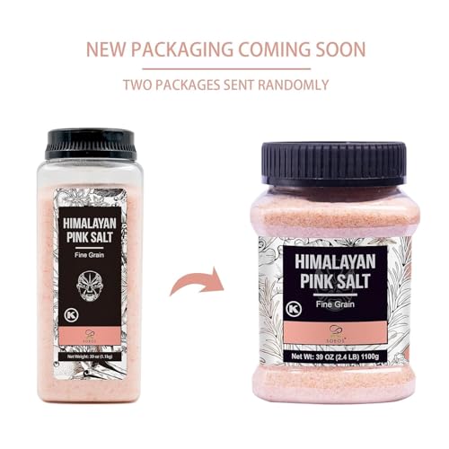 Soeos Himalayan Pink Salt, Fine Grain, 39 oz (2.4lb), Bottled