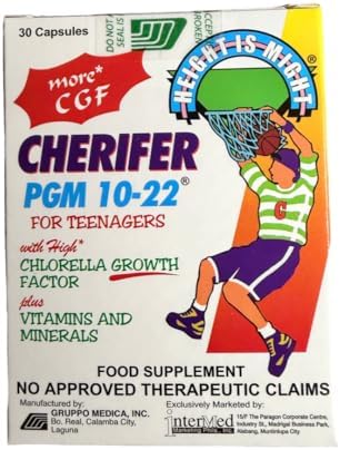 Cherifer PGM 10-22 Capsules with Zinc for Teenagers with Chlorella Growth Factor,and Taurine 30 Capsules