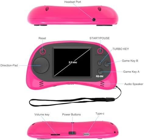 Kids Handheld Portable Video Game Player with 200 Games - 16 Bit 2.5 Inch Screen Mini Retro Electronic Machine for Boys Girls