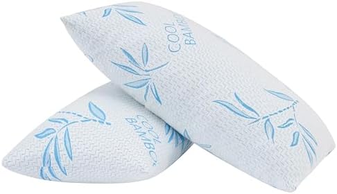 ComfySleep Queen Size 2 Pack Rayon Made from Bamboo Pillows for Sleeping, Cooling Shredded Memory Foam Adjustable Bed Pillow with