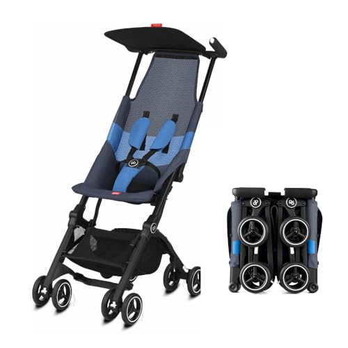 gb Pockit+ All-Terrain, Ultra Compact Lightweight Travel Stroller with Canopy and Reclining Seat in Velvet Black