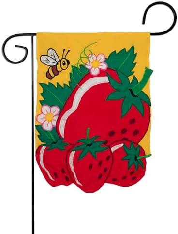 Strawberry Flag Home Decor Strawberries Banner Applique Decorative Stitched Tapestry Wall American Embroidered Sew Stitching Gifts Patio Porch Lwan