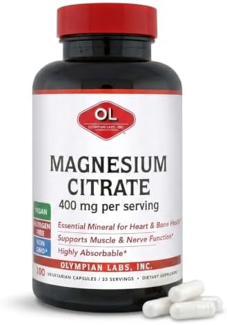 Olympian Labs Magnesium Citrate 400mg - 300 Capsules - Easy Absorbable, Supporting Healthy Bones, Healthy Heart and Calcium Absorption