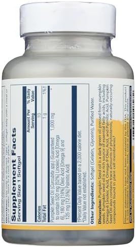 Solaray Pumpkin Seed Oil Capsules - Natural Omegas Pumpkin Seed Oil Extract Supplement for Women & Men