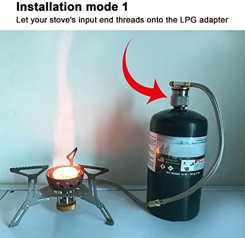 Hotop 2 Pcs Camping Stove Adapter, 1 Lb Propane to EN417 Lindal Valve
