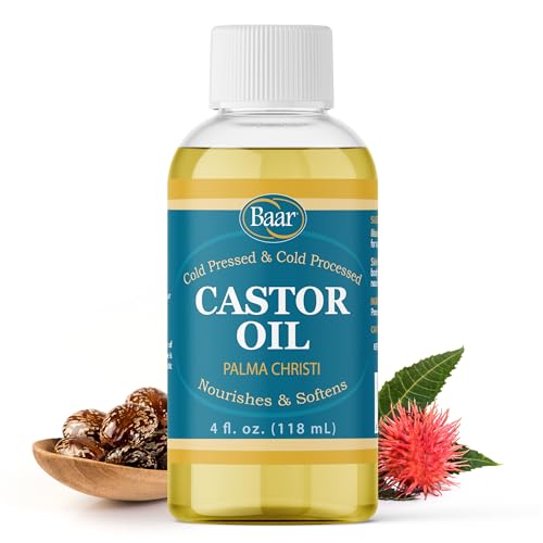Baar Cold-Pressed Castor Oil, Cold-Processed, Hexane-Free, Palma Christi, for Skin, Hair, Massage & Castor Oil Packs, BPA-Free Bottle, 32 oz | Hexane free, Palma Christi oil, BPA-free bottle, skin, hair and massage applications