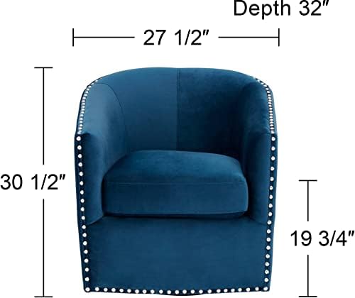 Studio 55D Fullerton Nail Head Trim Navy Blue Swivel Accent Chair