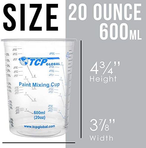 TCP Global 20 oz. (600ml) Graduated Plastic Mixing Cups - Box of 50