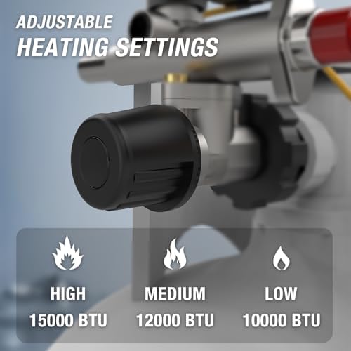 Single Tank Top Propane Heater, 15, 000 BTU Portable Radiant with Adjustable Heat Modes, Tip-Over Safety & Shut-Off Valve