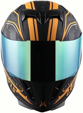 1Storm Motorcycle Full Face Helmet Skull King Matt Black + One Extra Clear Shield: HJK311