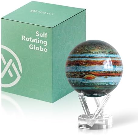 MOVA Self Rotating Globe, Jupiter Classic (4.5") | solar powered globe, no batteries or cords, gift for astronomy lovers, premium kinetic display, space desk decor