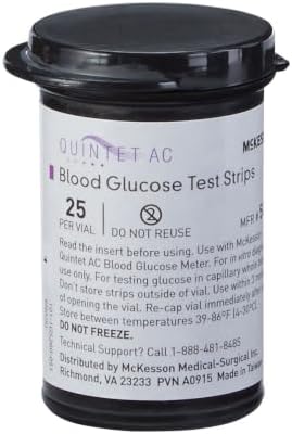 McKesson Quintet AC Blood Glucose Test Strips, 1 pk | Auto Coding, Noble Electrode Strips, for Self-Testing