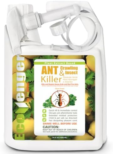 EcoVenger By EcoRaider Ant Killer & Crawling Insect Killer, 16 OZ Ready to Use, Indoor & Outdoor, Kills & Repels, Lasting Prevention, Natural & Non-Toxic Plant Based Formula, Pleasant Citrus Scent