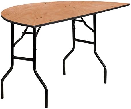 BizChair 5-Foot Half-Round Wood Folding Banquet Table