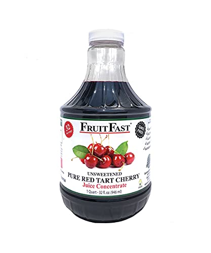 Red Tart Cherry Juice Concentrate by FruitFast - (32 FL OZ) Unsweetened, 68 Brix Pure Concentrated Juice - 100% Dark Cherry Extract - No Additives or Fillers!