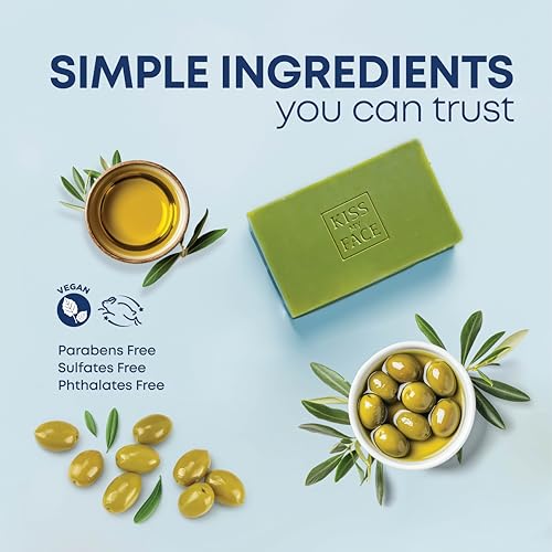 Kiss My Face Olive Oil Fragrance Free Bar Soap, Moisturizing Bar Soap, Cruelty Free Vegan Soap, Palm Oil Free, 4 Oz - 3 Count (Pack of 1)