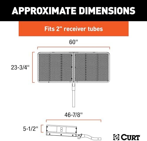 CURT 18153 Folding Hitch Basket Cargo Carrier, 60" x 24", 500 lb
